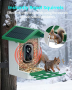 isYoung Smart Bird Feeder with Camera, 2.5K QHD, AI Identify 16000+ Birds,Dual Solar Panel, AI Auto-Capture & Motion Detection, IP65 Weatherproof,170° Field of View, Perfect Bird Watching Gift