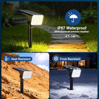 LANSOW 12 Pack Solar Spot Lights Outdoor Waterproof IP67, (90 LED/4 Modes) Solar Landscape Spotlights, 2-in-1 Solar Powered Flood Lights for Yard Garden Pathway Outside Tree, Auto ON/Off(Warm White)