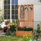 Giantex 2 Pcs Raised Garden Bed with Trellis & Roof, 72.5" Wooden Garden Bed, High Trellis for Plant Flower Climbing Pot Hanging, Indoor & Outdoor Planter Box for Yard, Garden, Balcony