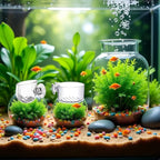 4 Pcs Aquarium Plant Pot Planter, Glass Fish Tank Plants Holder, Aquarium Decoration Plant Cup with Suction Cups for Fishes Tank Ornament Aquarium Décor Plastic Plants Fish and Aquatic Pets