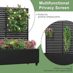 Casaphoria Metal Raised Garden Bed with Trellis and Wheels, 47"x47"x16" Planter Box for Climbing Plants, Vegetables & Vines, Features Drainage Holes and Privacy Screen (Black-Louvered)