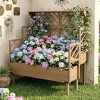ketive 2 Tier Raised Garden Bed with Trellis & Top Shelf, Elevated Wooden Planter Box for Vegetables Flowers Herbs, Outdoor Vertical Gardening Planter for Backyard Patio Balcony