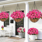 8 Bundles Artificial Geraniums Flowers for Outdoors Summer Decoration, Fake Flowers Silk Pink Flower UV Resistant No Fade Look Real Faux Plants for Porch Gardens Planter Patio Indoor Cemetery Decor