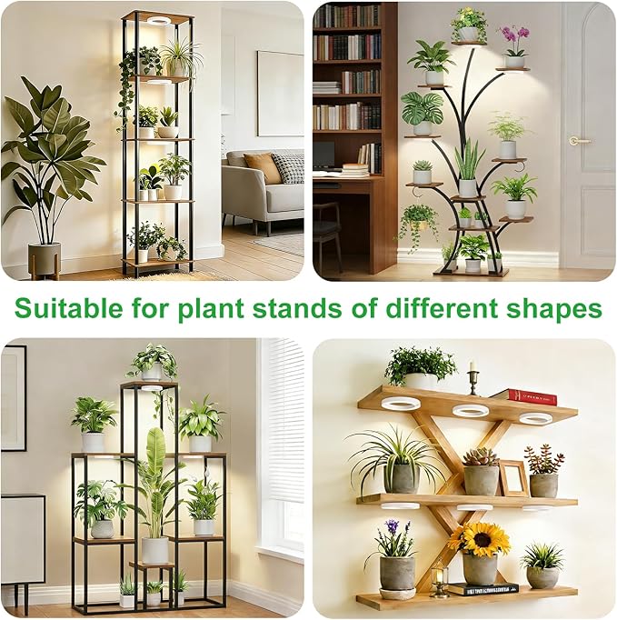 4.72in Indoor Plant Grow Lights, Full Spectrum Grow Lamp, Warm+White LEDs Plant Growing Light for Cabinets and Plant Shelf, with 6/12/16H Timer, 3 Lighting Modes, 10 Brightness Levels, 2 Head