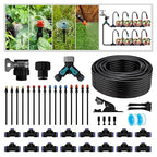 100-Foot Drip Irrigation System - 16 Copper Nozzles + T-Connectors for Gardens, Lawns, Plants, and Hydroponics - Quick-Connect Watering Kit