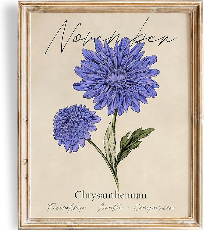 November Birth Flower Art Print - 11x14 (Unframed) | Capturing the Splendor of the November Birth Flower | Decor Accent for Birthdays and Special Occasions | Living Room Decor | Modern Home Decor