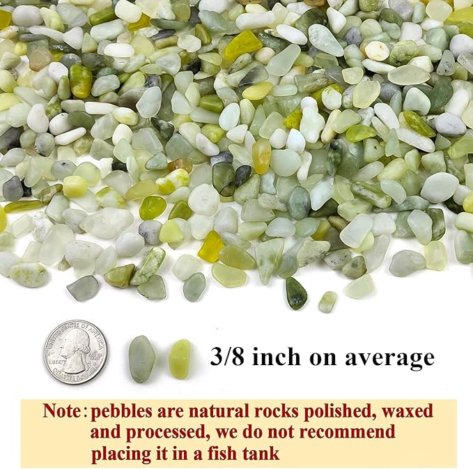 FANTIAN 10 lbs Jade Gravel Small Pebbles for Plants, 3/8 Inch Decorative Rocks for Plants Succulents Bamboo Vases Landscaping and Potted Drainage Rocks