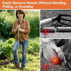 GOXAWEE Metal Stand Up Weed Puller Tool - 45" Garden Weeding Tool with Steel Long Handle & 4-Claw Steel Head - Effortlessly Remove Weeds Without Bending/Kneeling - All Steel Construction