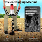 1500W Electric Post Hole Digger with 6-inch Auger Bit & Extension Rod, 1.6HP Pure Copper Motor Earth Auger Post Hole Digger for Fence Post Digging, Tree Planting, 190-200 RPM High Rotational Speed