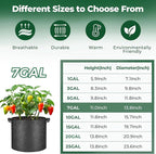 T4U 7 Gallon Grow Bags, Upgrade Grow Bags with Handles, Heavy Duty Thickened Nonwoven Fabric Pots, 7 Gallon Pots for Plants, Bell Pepper, Chili, Carrot, Kale (10 Pack)