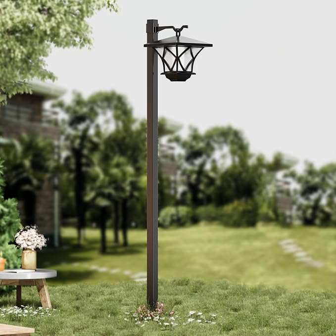 59'' Solar Lamp Post Light, Vintage Waterproof Street Light Pole for Patio, Garden, Lawn, Backyard, Pathway, Driveway, Outdoor Decor