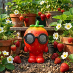 Solar Garden Statue,Cute Outdoor Statue with LED Light, Outdoor Decor for Patio,Balcony,Yard,Lawn Ornament,Birthday Gifts for Mom Grandma (Strawberry)