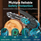Mini Chainsaw- 6 Inch Electric Mini Chain Saw Cordless Battery Powered One-Hand Tree Trimming Saw with 2 Batteries, Portable Gardening Gadgets for Men, Unique Birthday Gifts (Blue)