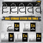 ELEAD 68'' All Metal Adjustable Garden Tool Organizer: Garage Tool Organizer Wall Mount with Black Hooks, Garage Organizers and Storage, Tool Hangers for Shed