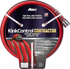 Kink Control Contractor Grade Hose with High Burst Strength, Spring Coil and Crush Resistant Couplings, Made in the USA 3/4 x 100 ft