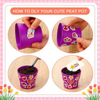 Domensi 30 Pack Garden Pot Craft Kit 4 Inch DIY Happy Mother's Day Crafts for Kids Bulk Small Plastic Flower Plant Pot Plastic Planter with Tray Drainage Holes with Tag, Certificate of Award, Sticker