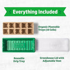 Back to The Roots 10-Cell Greenhouse Germination Kit | Includes Biodegradable Pots & Vented Greenhouse Lid | Made from 75% Recycled Plastic