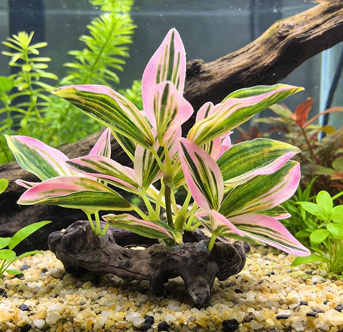 M2cbridge Fish Tank Plastic Soft Grass Artificial Betta Water Plants Decoration Goldfish Hide 2pcs (Pink)