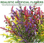TURNMEON 20 Bundles Artificial Flowers for Outdoors Summer Decor, UV Resistant No Fade Fake Lavender Flowers Plastic Faux Plants for Window Box Garden Planter Porch Indoor Cemetery Decor(Mix Colors)
