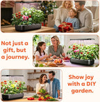 owltron Hydroponics Growing System Kit, 12 Pods Indoor Herb Garden with 24W LED Grow Light Full Spectrum, Planting Height Up to 20", Quiet Water Pump, Indoor Gardening for Gifts, Kitchen, Black
