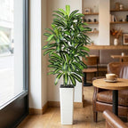 Artificial Dracaena Tree：7FT Faux Silk Tropical Yucca Floor Trees Realistic Fake Green Plant with Natural Wood Trunk & Lifelike Leaves for Home Office Decor Indoor & Outdoor (7FT,1-Pack,White)