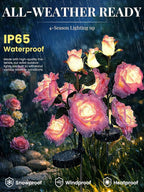 GIGALUMI Solar Lights Outdoor for Garden Decor, 3 Pack Solar Flower Lights Waterproof, 2 Lighting Modes 9 Roses for Pathway,Yard, Patio Decoration, Gardening Gifts for Women (Purple)