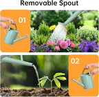 Metal Watering Can for Outdoor Plants, Galvanized Steel Watering Can with Removable spout, 1 Gallon,Perfect Home & Garden Décor Cream Green