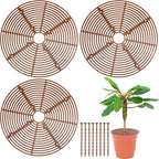 Sawysine 3 Pcs Plant Pot Cover Plant Protector from Animal Flower Pot Grid with Center Cutout Flower Cover Soil Protectors(Coffee,11.8 in)