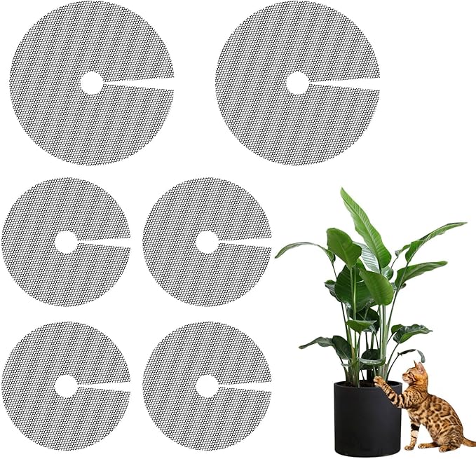 EEEKit 6 PCS Plant Pot Grids, 11.8 Inch, 15.7 Inch Indoor Potted Plant Protectors, Cuttable Plant Pot Soil Covers for Indoor and Outdoor Plants
