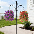 Artificial Hanging Baskets Outdoor, 4 Bundles Artificial Hanging Flowers Outdoors Spring Summer Decoration, No Fade Realistic Fake Hanging Baskets for Porch Patio Balcony Home Yard Decor