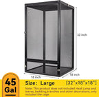 RunDuck 45 Gallon 360° Panoramic Foldable Reptile Terrarium Kit: Crested Gecko Tank and Reptile Cage for Superior Ventilation, Easy Feeding, Sturdiness, and Simple Assembly (Black, 32"x18"x18")