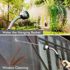 RESTMO Watering Wand Heavy Duty, Metal Garden Hose Wand with 10 Spray Patterns, 15-Inch Long Hose Nozzle Sprayer with Thumb Flow Control, Ideal to Water Hanging Baskets and Shrubs, Green