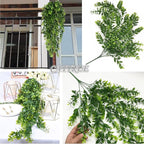 Artificial Hanging Vine, Faux Plastic Leaves Ivy Plants Fake Greenery Plant UV Resistant Vines Decor for Bedroom Indoor Outdoor Home Kitchen Garden Office Wall Wedding Christmas Decoration 2 Pack