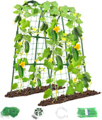 Cucumber Trellis for Raised Bed, U-Shape Garden Trellis for Climbing Plants Outdoor, Metal Arch Trellis for Vegetables, Plant Support for Tomato, Pea, Zucchini(31.5" L×30" W×47.2" H-Small)