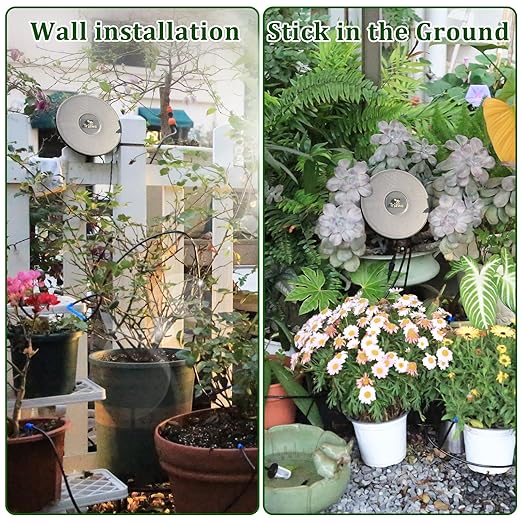 Solar Irrigation System TRJZWA Automatic Drip Irrigation System Kit for Outdoor/Indoor Garden Watering System with Water Level Detection,Drip Irrigation System Supports 15 Potted Plants