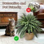 Senjie Artificial Boston Fern 2 Set 48Inch Large Fake Ferns for Outdoors Faux Plant with 55 Fronds for Home Living Room Office Decor