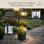 Solar Lamp Post with Planter, 2-in-1 Outdoor Solar Light with Built-in Planter Box, Waterproof Solar Powered Pathway Lamp for Garden Patio, Auto On/Off Warm White Light for Front/Back Door (large35'')
