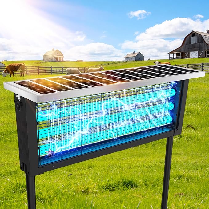 Large Solar Bug Zapper with High Powered for 4000 sq.ft, Powerful Outdoor Mosquito Zapper, Rechargeable Electric Fly Zapper for Patio Garden Backyard RV Camping Swimming Pool Pest Control