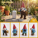 Lavezee Funny Garden Gnome, Middle Finger Gnomes Statue with Solar Lighted Sign – “My Territory” for Patio Backyard Porch Outdoor, Humorous Housewarming Gifts for Men Dad Husband