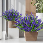 Kinisty 20 Bundles Outdoor Artificial Plants and Flowers, UV Resistant Faux Monkey Grass with Lavender and Fake Plastic Greenery for Spring Summer Outside Planter Porch Garden Decor, Purple