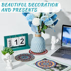 Nuanchu 6 Pieces Boho Plant Coasters 5.9 Inch Rubber Absorbent Non Slip Plant Pot Mats for Gardening Indoor Outdoor Round Bohemian Mandala Decorative Plants Saucers for Table Floor Protection Home