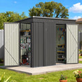 Patiowell 8x4 FT Outdoor Storage Shed with 3 Lockable Doors, Metal Garden Tool Sheds with Sloping Roof, Outdoor Utility Shed for Backyard Patio Lawn, Black