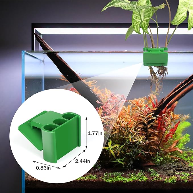3 Holes Upgraded Aquatic Plant Cup Aquarium Plant Holder for Tank,Aquascape Accessories Decorations- Green 2 Pcs