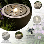 Tankana Garden Medium Water Fountain Outdoor Bubbler Water Feature Indoor with Lights & Pump and Pebbles Waterfall Fountains for Patio Deck Yard Home Decor Gray, 18 "L x 18" W x 11.5" H