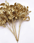 PASYOU Golden Fake Plants, Artificial Leaves Decoration for Christmas Flowers Grass Plastic Faux DIY Crafts Indoor Outdoor Home Garden Party Room Bedroom Wedding Table Centerpiece Decor, Gold 4 Pack