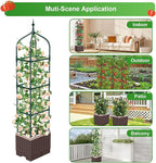 Raised Garden Bed Planter Boxes with Trellis,1pcs 70.9" Self-Watering Tomato Planter Boxes with Trellis for Climbing Vegetables Plants Flowers Tomato,Use for Indoor Outdoor (Brown)