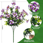 17 Inch Artificial Faux Pansy Flowers for Outdoor,Fake Pansies Flowers with Eucalyptus Leaves Fake Plants Greenery Boxwood Porch Patio Decor 6 Bundles(Dark Purple,Lotus Purple,Purple White)
