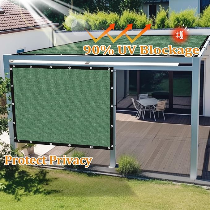 Shade&Beyond Customized Size 90% Sun Shade Cloth with Grommets, 12' X 14' Pergola Shade Cover Canopy, Mesh Tarp Sun Screens for Patio, Outdoor, Garden, Backyard GN01, Green