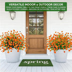 20 Bundles Artificial Flowers for Outdoors Summer Decor-UV Resistant No Fade Fake Mums Faux Plants Plastic Flowers Greenery for Home Porch Gardens Fireplace Patio Indoor Outsides Decor(Orange Red)