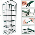 Worth Garden 5 Tier Mini Greenhouse - 75'' H x 27'' L x 19'' W - Sturdy Portable Gardening Shelves with PVC Cover - Small Porch Green House for Growing Plants Flowers Indoor & Outdoor